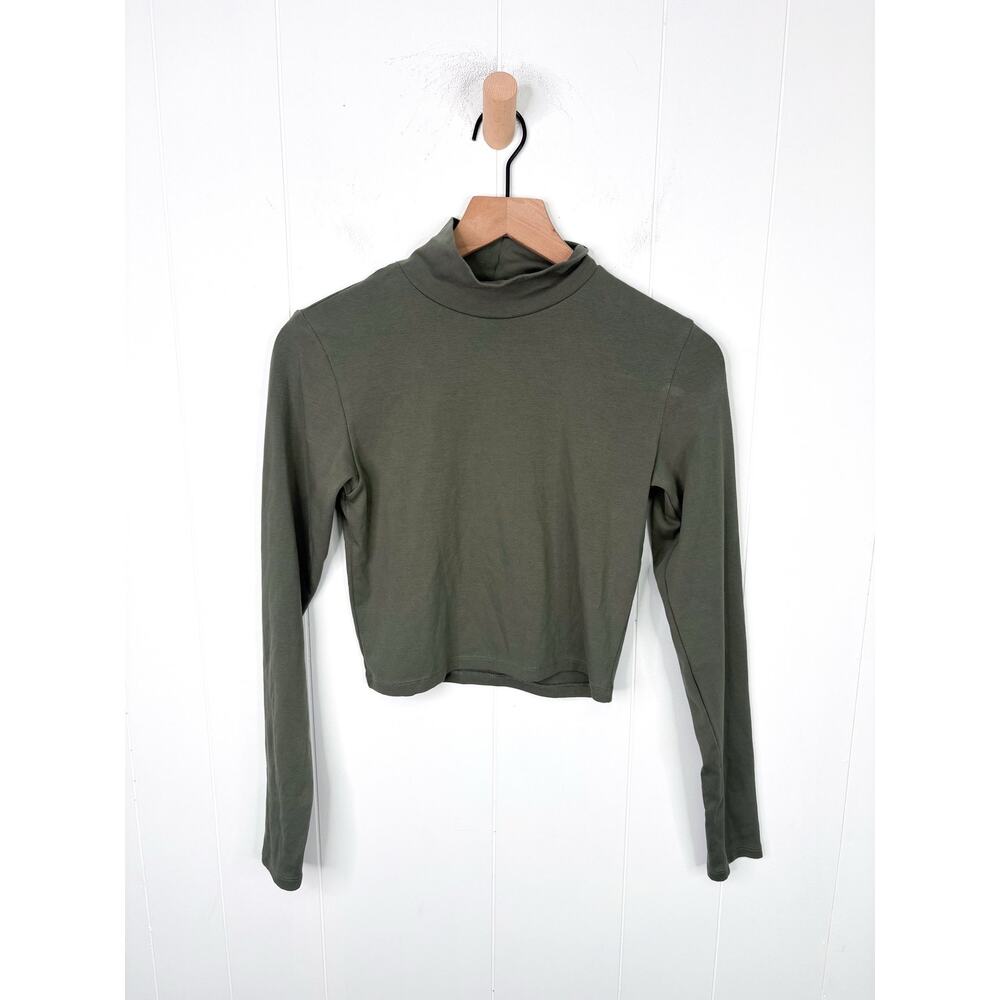 🧺 5 for $25 Sale Zara Olive Green Mock Neck Top Medium Long Sleeve